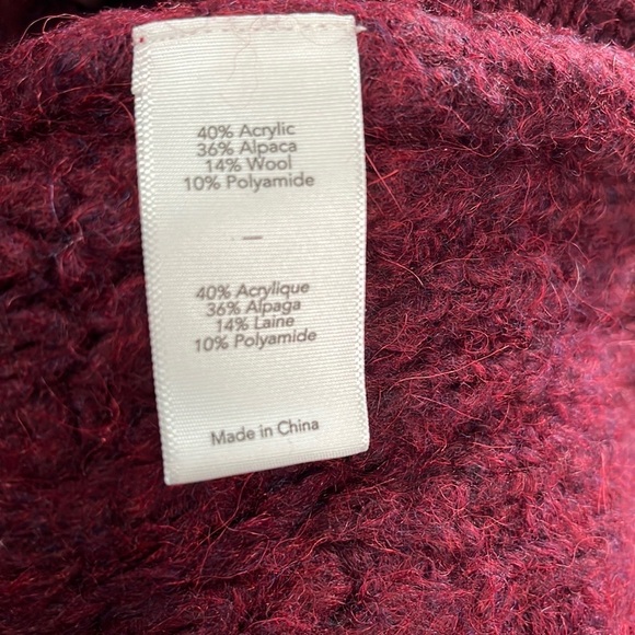 Elizabeth and James Waffle Hoodie Sweater, Burgundy, Large - Picture 12 of 12